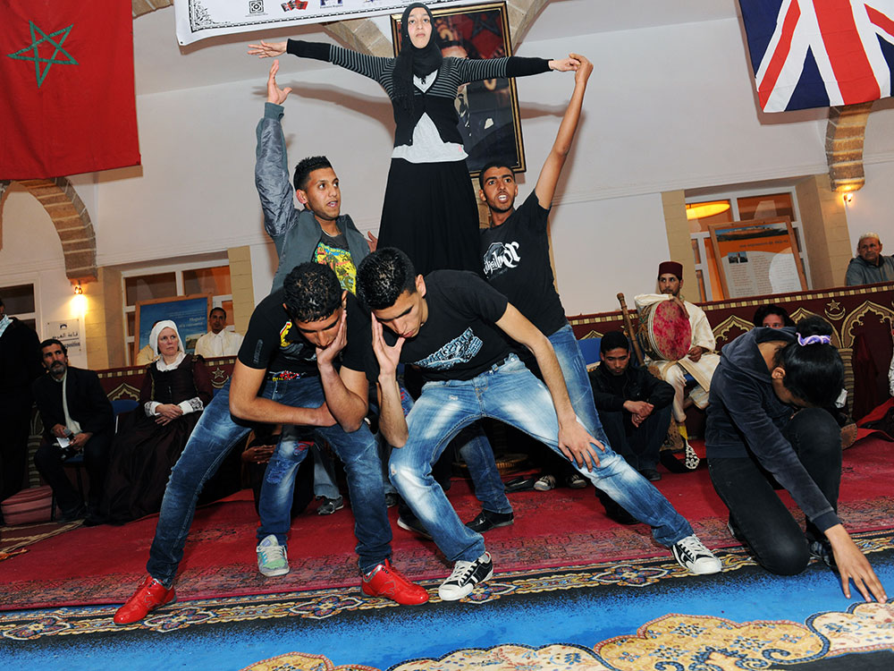 Shore to Shore Festival: Moroccan students perform acrobatics in Essaouira, Morocco